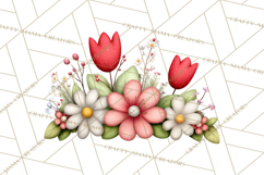 Spring Floral Clipart, Whimsical Flowers PNG, Pastel Tulips Product Image 5