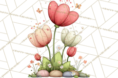 Spring Floral Clipart, Whimsical Flowers PNG, Pastel Tulips Product Image 3