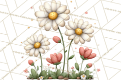 Spring Floral Clipart, Whimsical Flowers PNG, Pastel Tulips Product Image 4