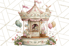 Easter Carnival Clipart, Pastel Carnival Booths Png Product Image 5