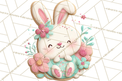 Easter Cookies Clipart, Bunny Chick Egg Carrot Flower PNG Product Image 4