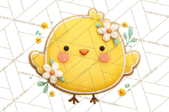 Easter Cookies Clipart, Bunny Chick Egg Carrot Flower PNG Product Image 5