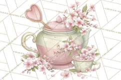 Blossom Tea Party Clipart, Pastel Tea Party Png Product Image 3