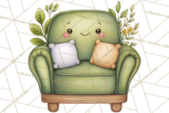 Spring Cozy Home Clipart, Cute Kawaii House Decor Icons PNG Product Image 2