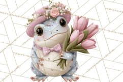 Easter Frogs in Fancy Fits, Cute Spring Clipart Png Product Image 5