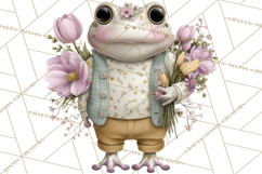 Easter Frogs in Fancy Fits, Cute Spring Clipart Png Product Image 4