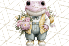 Easter Frogs in Fancy Fits, Cute Spring Clipart Png Product Image 5