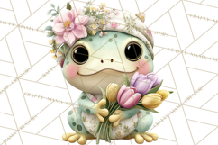 Easter Frogs in Fancy Fits, Cute Spring Clipart Png Product Image 2