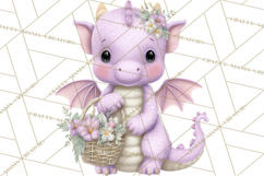 Easter Baby Dragon Clipart, Cute Pastel Spring Dragons Png Product Image 3