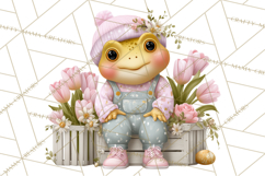 Easter Frogs in Fancy Fits, Cute Spring Clipart Png Product Image 5