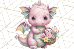 Easter Baby Dragon Clipart, Cute Pastel Spring Dragons Png Product Image 5