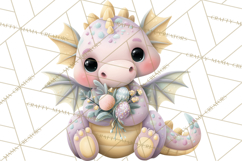 Easter Baby Dragon Clipart, Cute Pastel Spring Dragons Png Product Image 3
