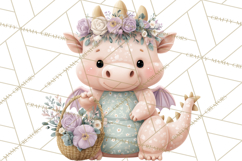 Easter Baby Dragon Clipart, Cute Pastel Spring Dragons Png Product Image 4