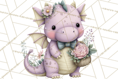 Easter Baby Dragon Clipart, Cute Pastel Spring Dragons Png Product Image 2
