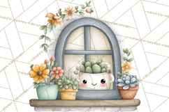 Spring Cozy Home Clipart, Cute Kawaii House Decor Icons PNG Product Image 3