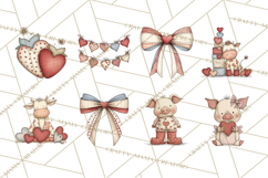 Valentine Farm Animal Clipart Pastel Country Watercolor PNG Product Image 4