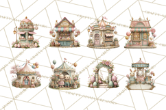 Easter Carnival Clipart, Pastel Carnival Booths Png Product Image 4