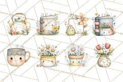 Spring Cozy Home Clipart, Cute Kawaii House Decor Icons PNG Product Image 12