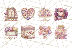 Retro Valentine Candy Shop Clipart PNG Pastel Sweets Product Image 6
