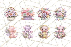 Easter Baby Dragon Clipart, Cute Pastel Spring Dragons Png Product Image 9