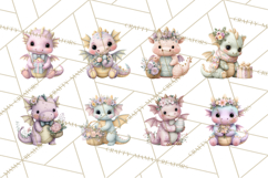 Easter Baby Dragon Clipart, Cute Pastel Spring Dragons Png Product Image 3