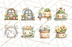Spring Cozy Home Clipart, Cute Kawaii House Decor Icons PNG Product Image 14