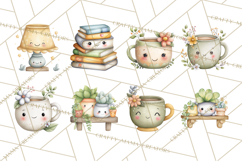 Spring Cozy Home Clipart, Cute Kawaii House Decor Icons PNG Product Image 8