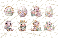 Easter Baby Dragon Clipart, Cute Pastel Spring Dragons Png Product Image 2