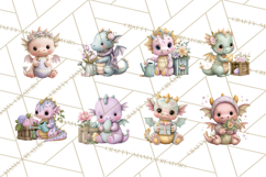 Easter Baby Dragon Clipart, Cute Pastel Spring Dragons Png Product Image 8