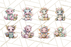Easter Baby Dragon Clipart, Cute Pastel Spring Dragons Png Product Image 7