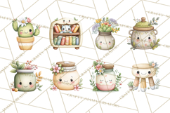 Spring Cozy Home Clipart, Cute Kawaii House Decor Icons PNG Product Image 5