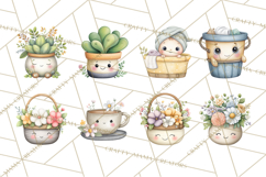 Spring Cozy Home Clipart, Cute Kawaii House Decor Icons PNG Product Image 18