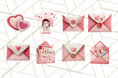 Love Letter Delivery Clipart, Valentine Mail Heart Envelopes Product Image 2