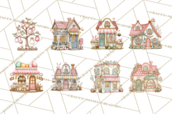 Easter Town Clipart, Pastel Easter Buildings, Bunny Shop Png Product Image 4