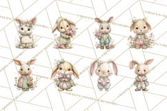Easter Bunny Clipart PNG, Cute Bunny Characters, Pastel Product Image 8