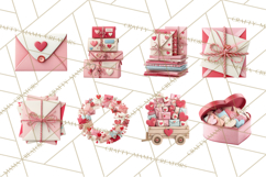Love Letter Delivery Clipart, Valentine Mail Heart Envelopes Product Image 3