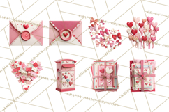 Love Letter Delivery Clipart, Valentine Mail Heart Envelopes Product Image 4