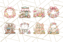 Easter Town Clipart, Pastel Easter Buildings, Bunny Shop Png Product Image 3