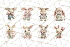 Easter Bunny Clipart PNG, Cute Bunny Characters, Pastel Product Image 9