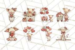 Valentine Farm Animal Clipart Pastel Country Watercolor PNG Product Image 8