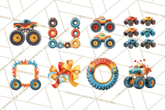 Monster Truck Birthday Party Clipart, Racing Celebration Png Product Image 7