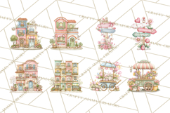 Easter Town Clipart, Pastel Easter Buildings, Bunny Shop Png Product Image 5