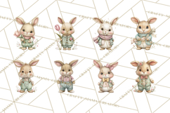 Easter Bunny Clipart PNG, Cute Bunny Characters, Pastel Product Image 10