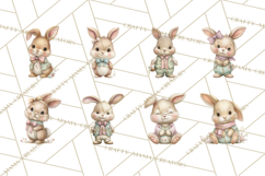Easter Bunny Clipart PNG, Cute Bunny Characters, Pastel Product Image 11