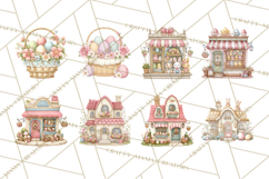 Easter Town Clipart, Pastel Easter Buildings, Bunny Shop Png Product Image 8