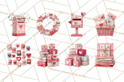 Love Letter Delivery Clipart, Valentine Mail Heart Envelopes Product Image 7