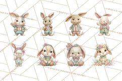 Easter Bunny Clipart PNG, Cute Bunny Characters, Pastel Product Image 4