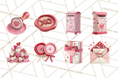 Love Letter Delivery Clipart, Valentine Mail Heart Envelopes Product Image 9