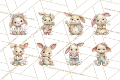 Easter Bunny Clipart PNG, Cute Bunny Characters, Pastel Product Image 5