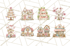 Easter Town Clipart, Pastel Easter Buildings, Bunny Shop Png Product Image 2